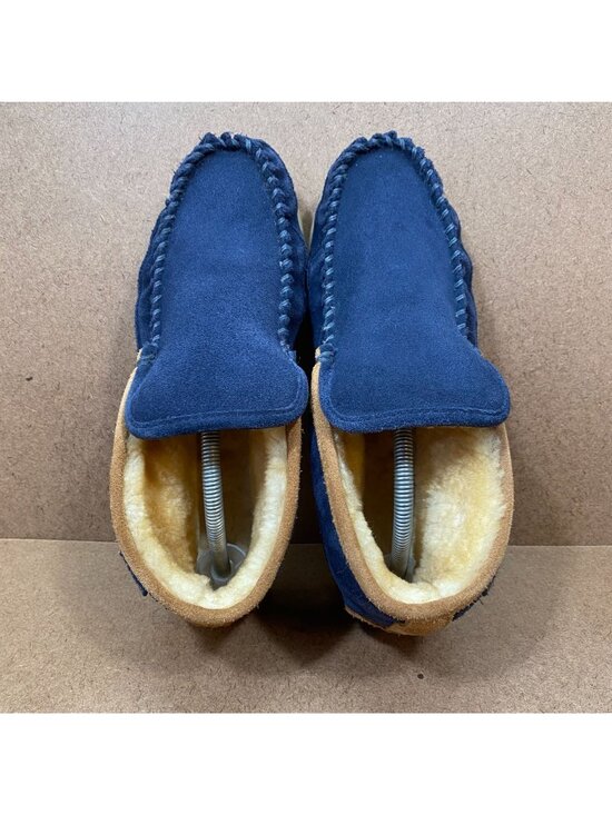 L.L.Bean Mens Wicked Good Boot Moc Slippers Blue Suede Shearling-Lined Size 10 main image 5